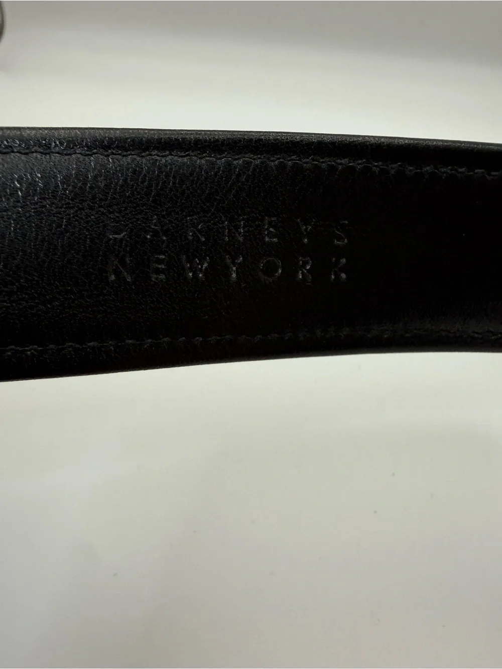 Barneys New York Black Brown Leather Belt Men’s 32 Textured Inlay Silver Buckle